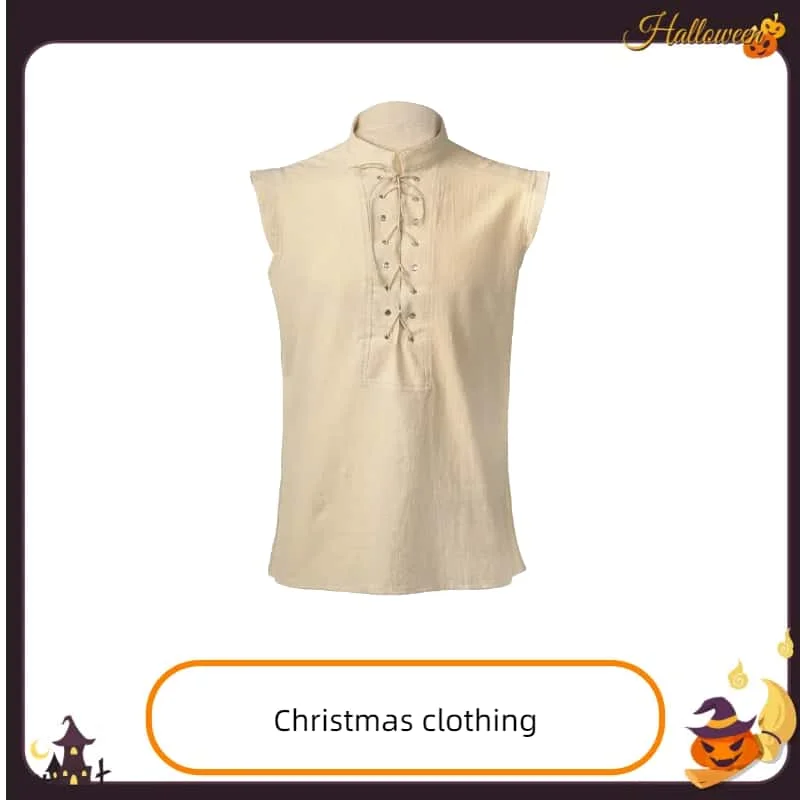 

Пиратский Ренессанс Викинг Стимпанк Средневековая Готическая Кельтская Рубашка Без Рукавов Костюм Варварского Представления