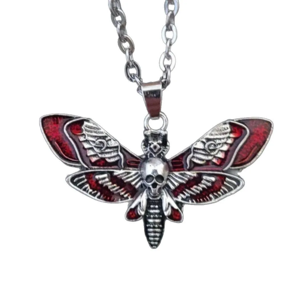 Blood Moth Necklace, Skeleton Moth, Vintage jewelry, Death Butterfly, Gothic jewelry, Witch, Alternative, Pagan accessories