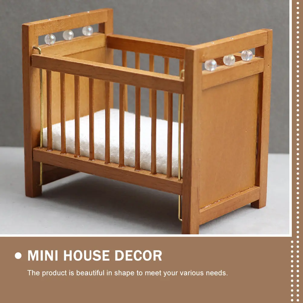 

Mini House Crib Ornament Handcrafted Miniature Crib Decor for Mini House Furniture Decoration Exquisite Realistic Detail DIY