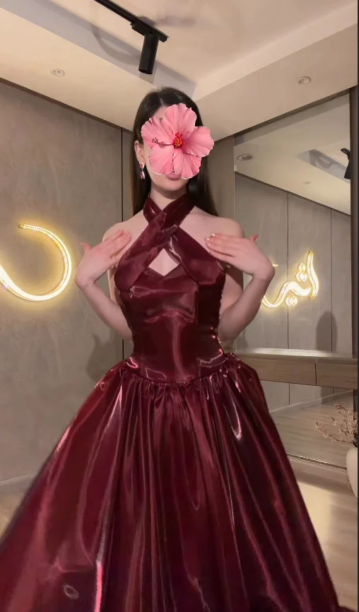 

Dubai Saudi Classic Modern Style Women's Wedding Party attire Satin Evening Dresses Prom Gowns A-Line Claret Customized
