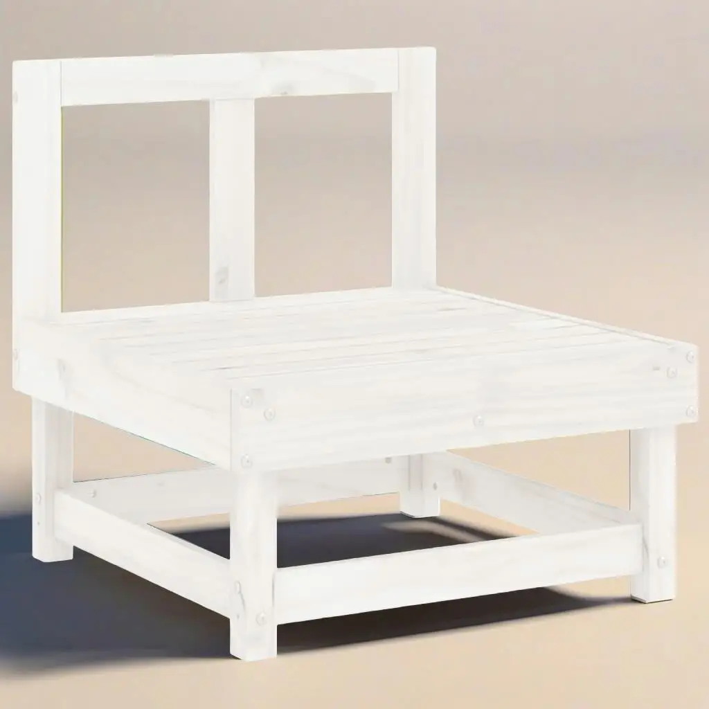 White Solid Pine Patio Middle Sofa - Durable, Stylish Outdoor Seating