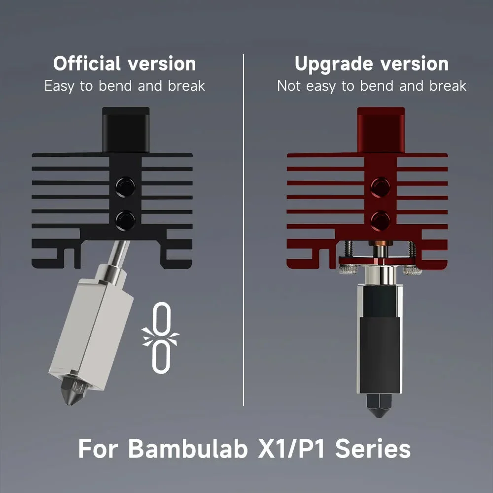 

Upgrades V2 Hotend Kit For Bambu Lab P1P X1 P1S X1C Hot End Thermistor Bimetal Throat Bambulab Hardened Steel Nozzle Print Head