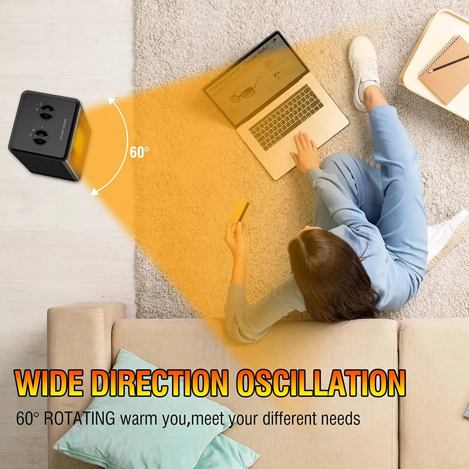 STLF تصميم مخصص لتدفئة الهواء المنزل الدائمة الميكانيكية زر سخان مروحة كهربائية قابلة للاهتزاز #6