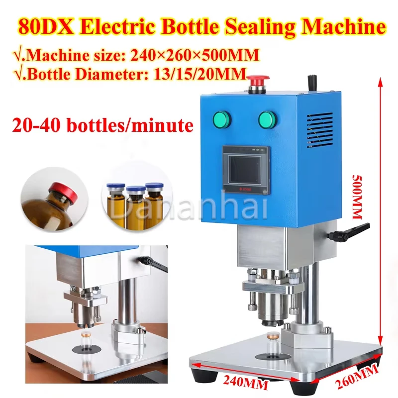 Electric Ring Glass Bottle Pneumatic Capping Machine Commercial Amperex Sealing Machine 20/15/13MM