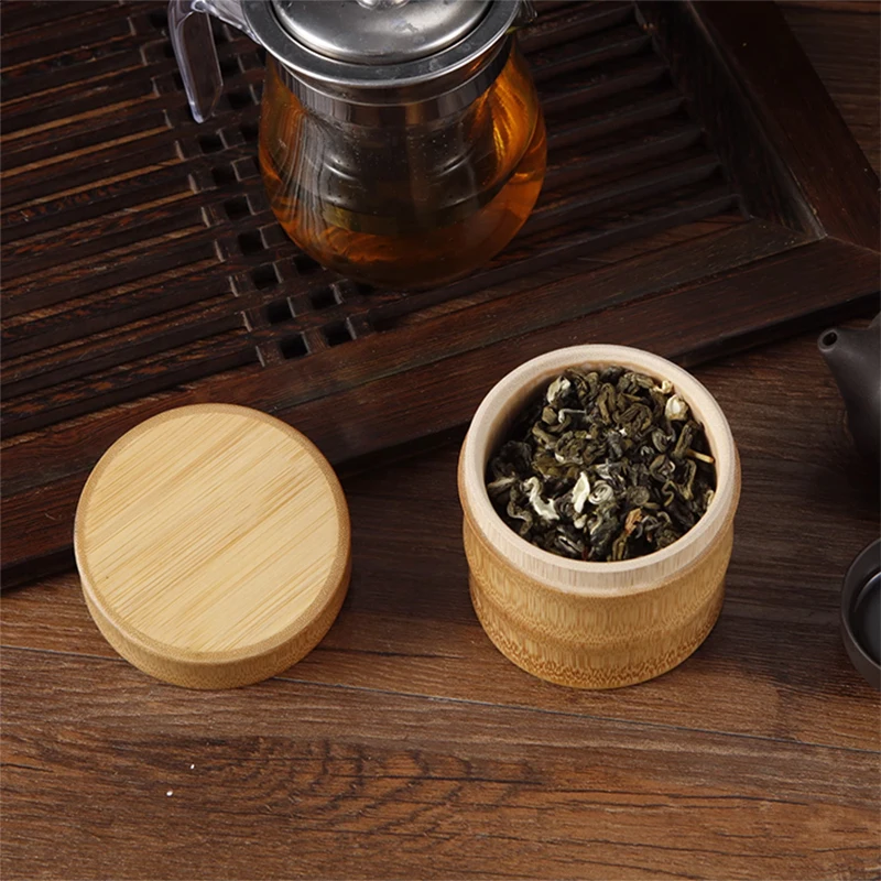 Natural Bamboo Food Storage Box Tea Nut Spice Storage Box Tea Canister Eco-friendly Organizer Jar Kitchen Containers