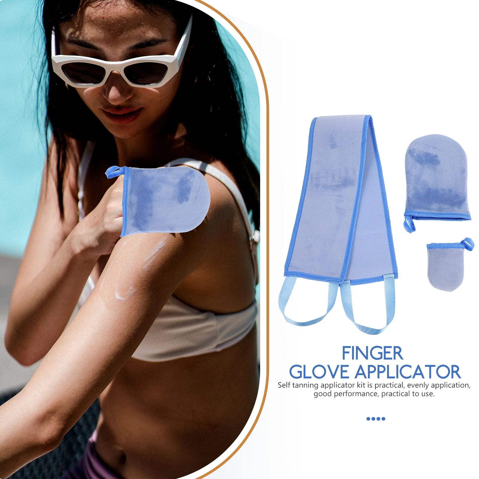 1 set Self Tanning Back Applicator Lotion Sunscreen Flocking Mitt Adult Safe Even Application