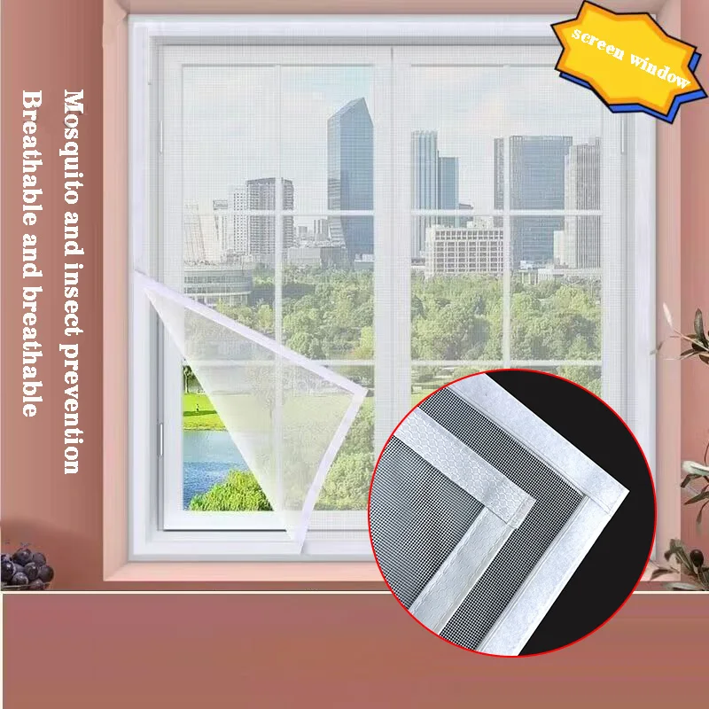 Newly upgraded white mosquito screen window mesh, mosquito net, household self-adhesive invisible breathable mesh, washable