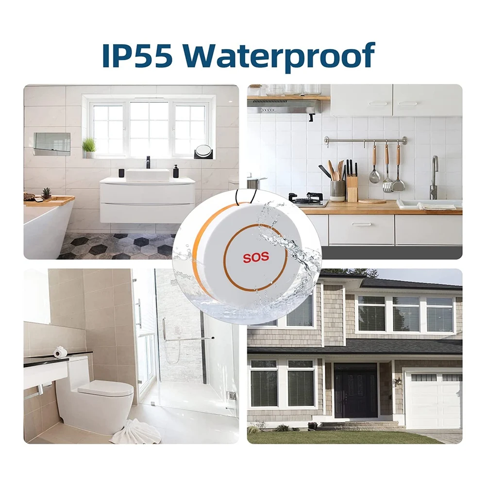 Caregiver Pager Wireless,APP Control Life Alert Systems for Seniors WiFi Connection 1 Receiver 1 SOS Call Button