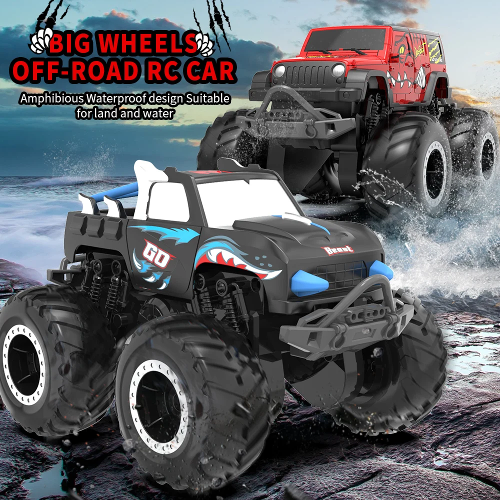 

Wireless remote control 2.4G frequency four-wheel drive off-road remote control car water and land Rock crawler children toy rem