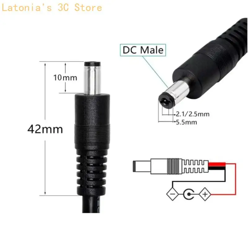 UAV FPV XT60H to DC5521 Power Cable for Route Device Charging Black X3UB