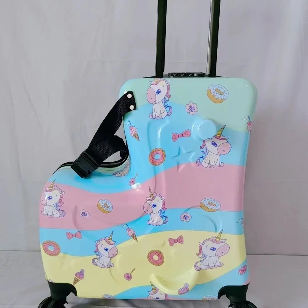 Children's riding suitcase trolley case foldable luggage 20 inch 24 inch travel case multifunctional suitcase