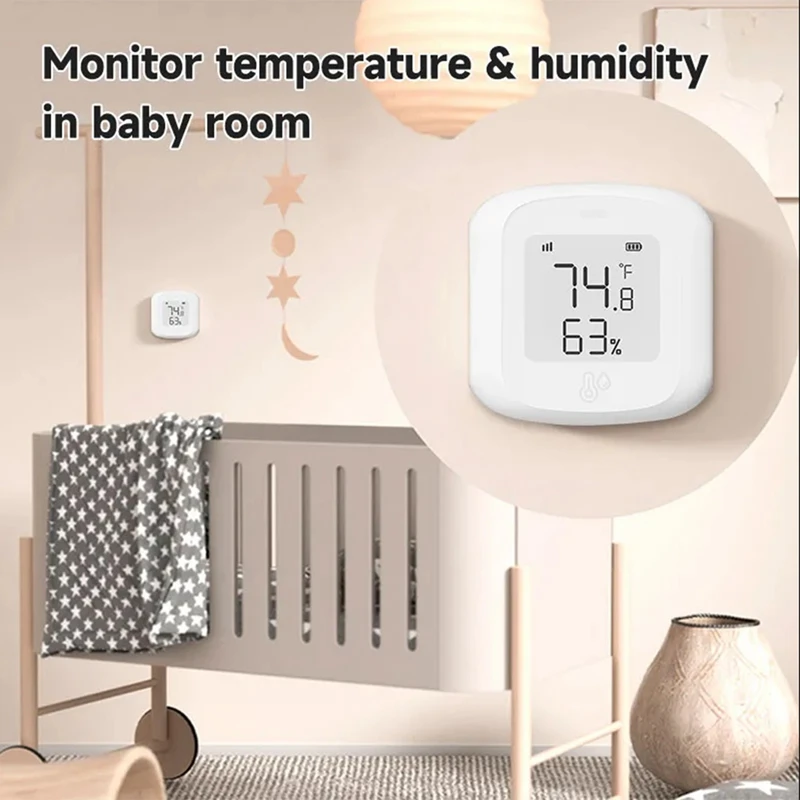 Tuya Smart Zigbee Sensor de temperatura y humedad LCD, Detector inalámbrico, conexión inteligente, soporte para el hogar