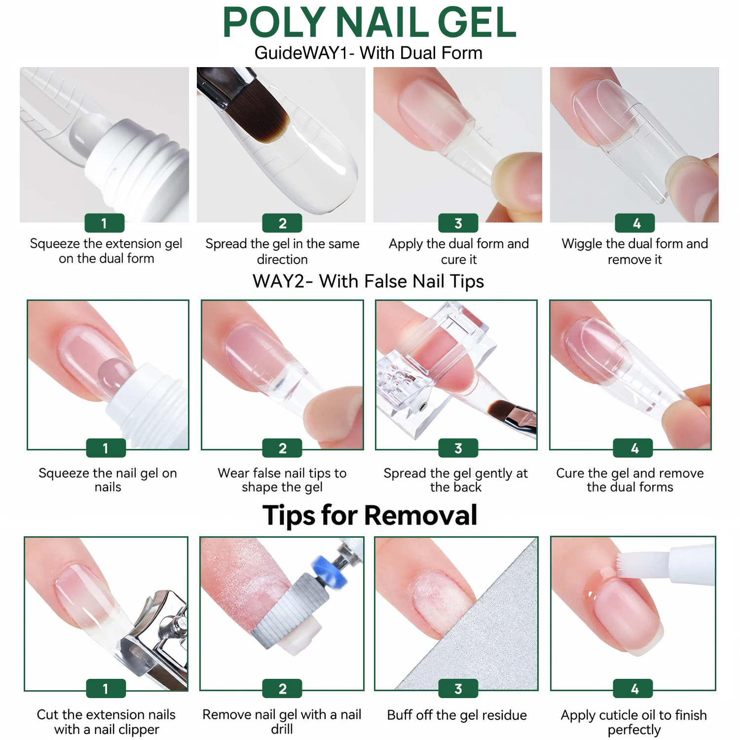 Nailpop Klares Polygel Nagelverlängerungsgel Anti-Sagging Schnellformendes Acrygel Nicht Vergilbend für UV LED Nagelkunst Salon – Detail 4