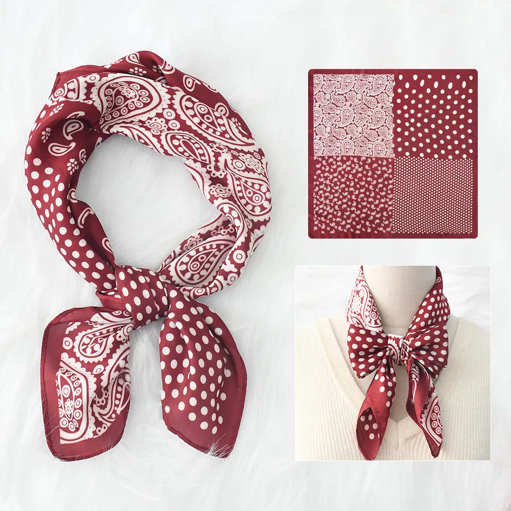 

New Square Silk Scarf Women Luxury Brand Foulard Satin Bandana Summer Soft Neckerchief Hijab Hair Scarves For Ladies