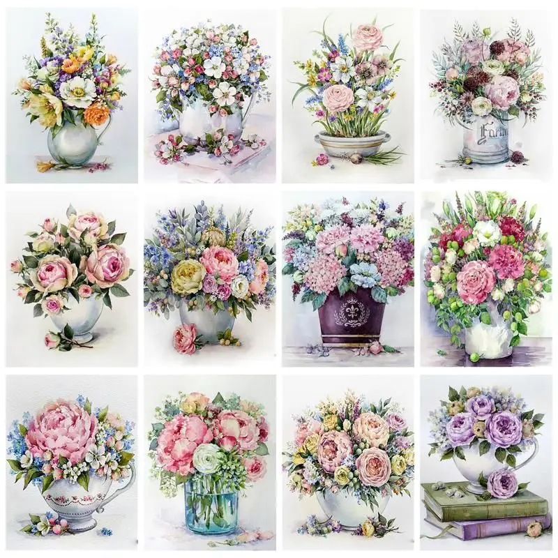 

GATYZTORY Paint By Number Flowers Vase Kits Drawing On Canvas DIY Pictures By Number HandPainted Gift Home Decoration