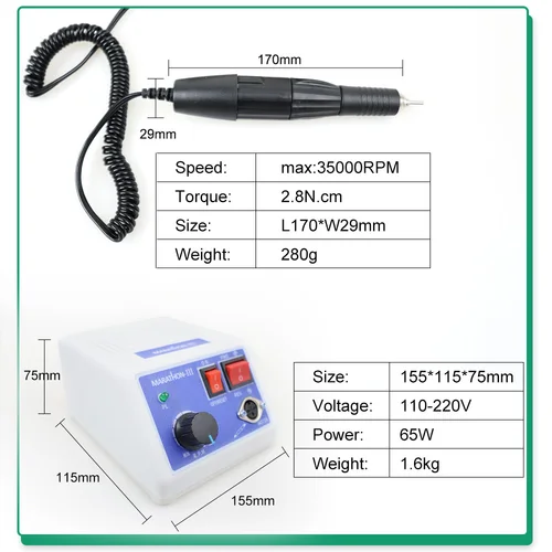 Imagen 2 del producto Micromotor Dental para maratón, máquina pulidora de 35000 RPM, Micromotor tipo N3 E para dentadura, amoladora de mango Dental, herramienta de manicura
