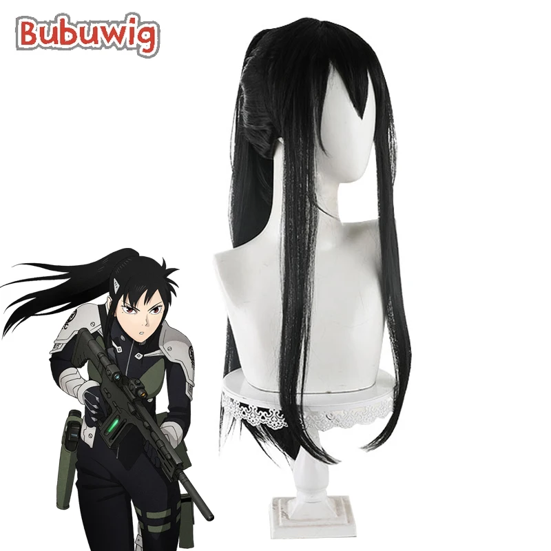 

Bubuwig Synthetic Hair Mina Ashiro Cosplay Wigs Kaiju No. 8 Mina Ashiro 70cm Long Straight Black Ponytail Cos Wig Heat Resistant