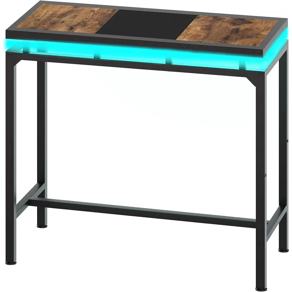 

Bar Table with LED Lights, Counter Height Table, Bar Height Pub Table, Metal e, or Living Room, Dining Room, Pub, Black BT01DBK