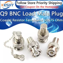1-10PCS Q9 BNC Loads Male Plug Coaxial Brass Resistor Terminator Dummy BNC Load Impedance 50 Ohm&75 Ohm with Keychain Adapter
