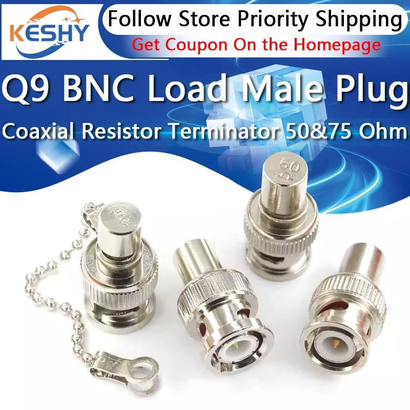 1-10 sztuk Q9 obciążenia BNC wtyk męski koncentryczny mosiężny rezystor terminator atrapa BNC impedancja obciążenia 50 Ohm i 75 Ohm z adapterem do breloka