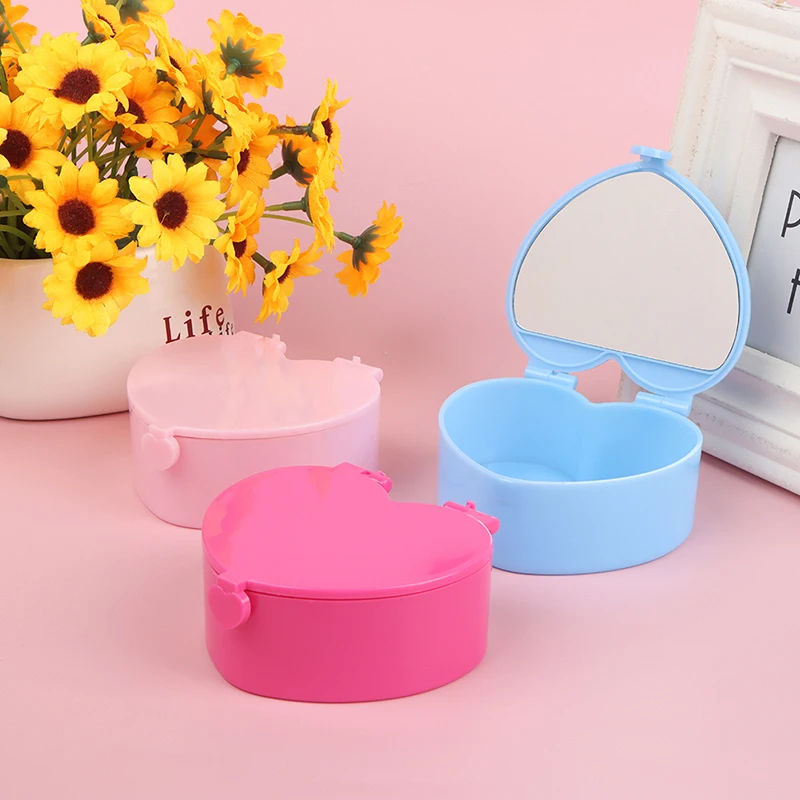 

Heart-shaped Jewelry Box Jewelry Storage Box Desktop Student Double Mirror Make Up Organizer Box