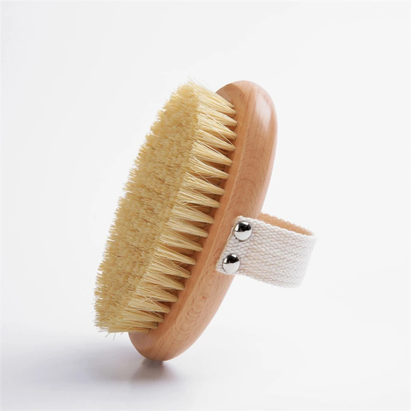 Support Logo 100% Natural Vegan Sisal Bristle Exfoliating Brush Bamboo Wooden Handle Shower Dry Body Skin Bath Brush Tools