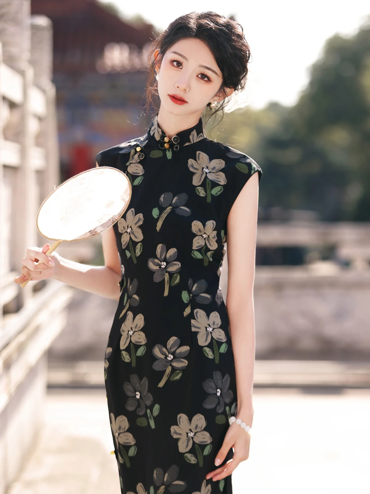 Young Elegant Lady Style Cheongsam Spring and Summer New Chinese Short Sleeve Daily Dress