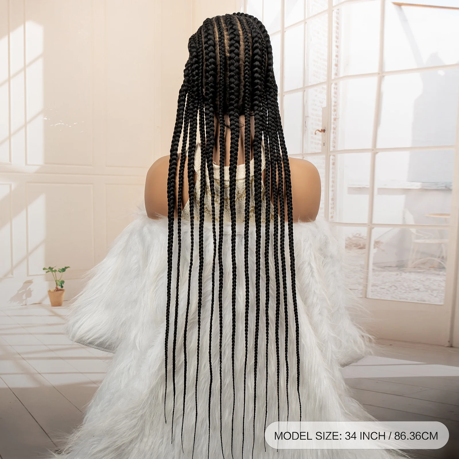 الاصطناعية كامل الدانتيل كورنو صندوق شعر مستعار مضفر 34 بوصة الدانتيل أمامي الكروشيه آلهة الضفائر شعر مستعار للنساء السود الأفريقيات