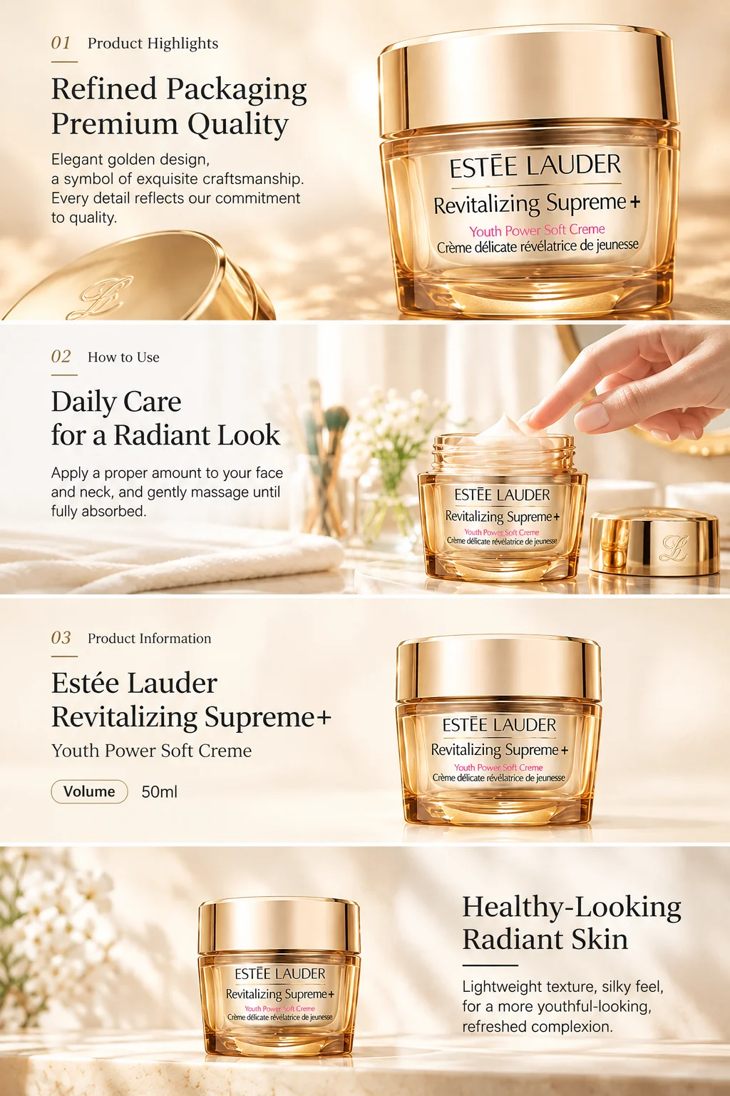 Lancome Absolue Rich Cream Revitalizing Brightening Facial Moisturizer Anti Aging Nourishing Plumping Wrinkle Care Grand Rose Ex