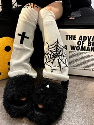 Spice Girls Y2k Wide Leg Warmers Fashion Punk Japanese Autumn Winter Spider Knitted Foot Cover Fairycore Grunge Long Socks