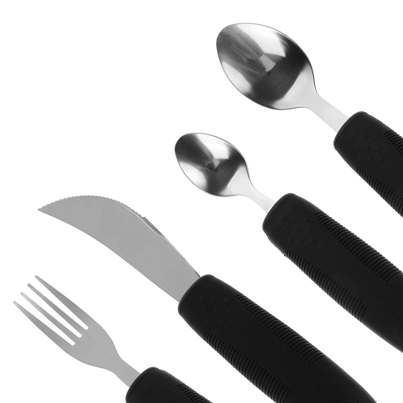 

4Pcs Anti-Shake Elderly Utensils Set Adaptive Cutlery Disabled Cutlery Wide Handle Non-Slip Utensils for Adults