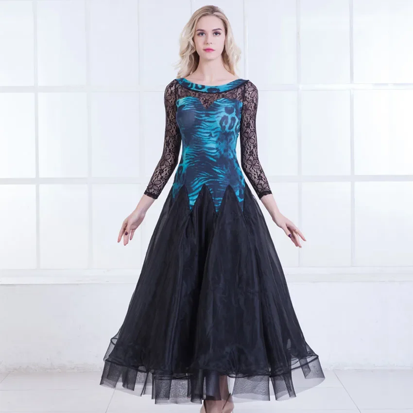 Printing Standard Ballroom Lace Dress Woman Dance Competition Dresses Standard Waltz Foxtrot Modern Suit Tango