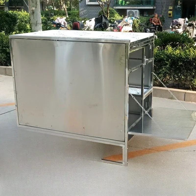 Double-sided shed stainless steel tricycle for disassembly and assembly of commercial snack truck shelves to set up stalls