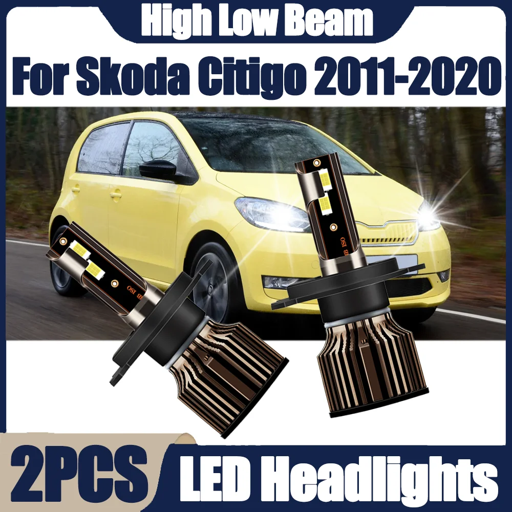 

2 шт. светодиодные лампы для фар H4 с чипами 3570 CSP, 30000 лм, 130 Вт, 12 В, 6000K, белые, для Skoda Citigo 2011-2020