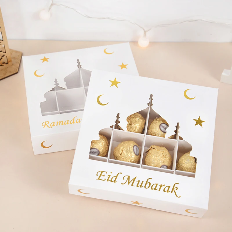 Eid Mubarak Candy Chocolates Box Ramadan Decoration Cookie Gifts Packing Boxes For Home Islamic Muslim Party Supplies Eid Gifts