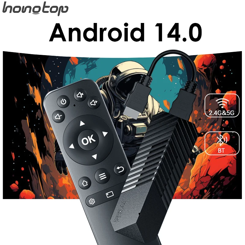 

HONGTOP T3Mini Smart TV Stick Android 14.0 Поддержка 4K HD Video 2.4G 5G WIFI Smart TV Stick BT 5.0 1080P Медиаплеер Телеприставка