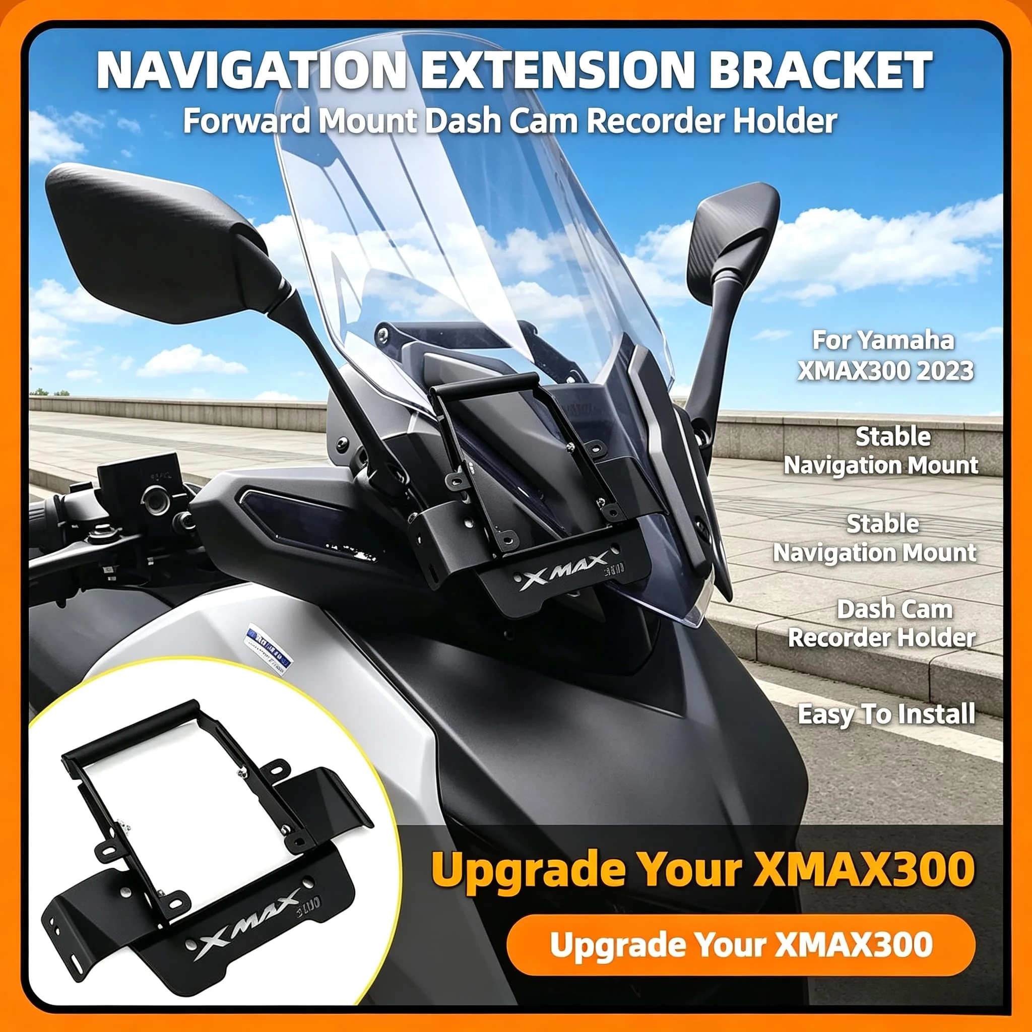 Special Navigation Extension Bracket Forward Mount Special Recorder Bracket For Yamaha 2023 XMAX300