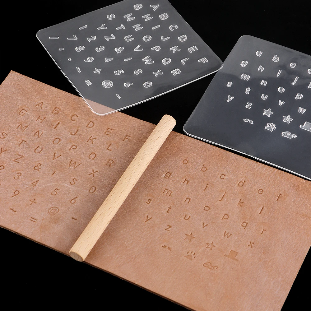 3pcs DIY Faux Leather Crafting Set - Semi Transparent Digital, Letter, Symbol Stamp & Engraving Molds, Punching Printing Tool