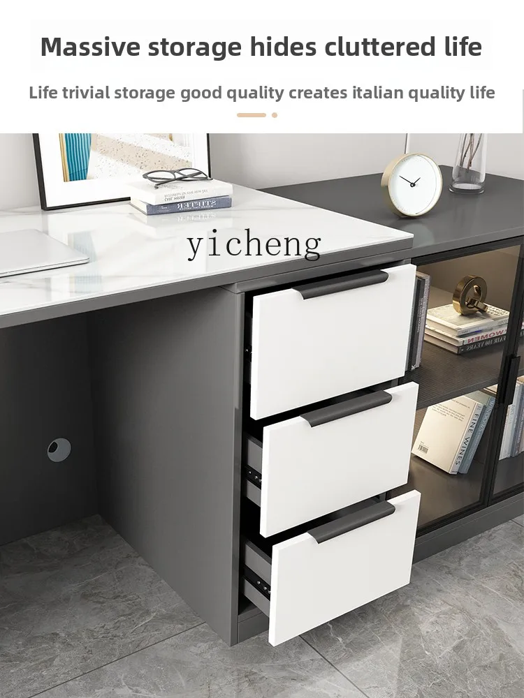 Scrivania per Computer Moderna e Minimalista con Libreria Integrata per Uso Domestico