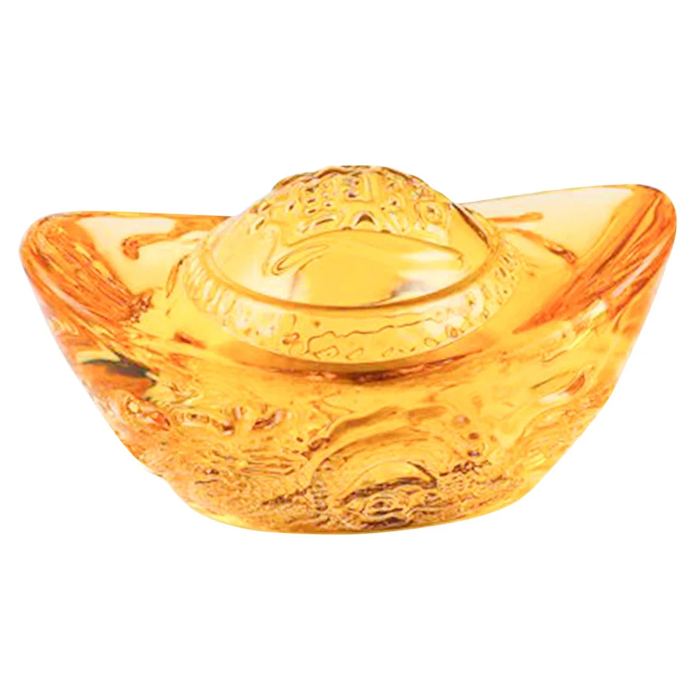 

Crystal Dragon Pattern Ingot Ornament Desktop Decor Home Office Small Golden Figurine Statue Gift Ingots Miniature Model