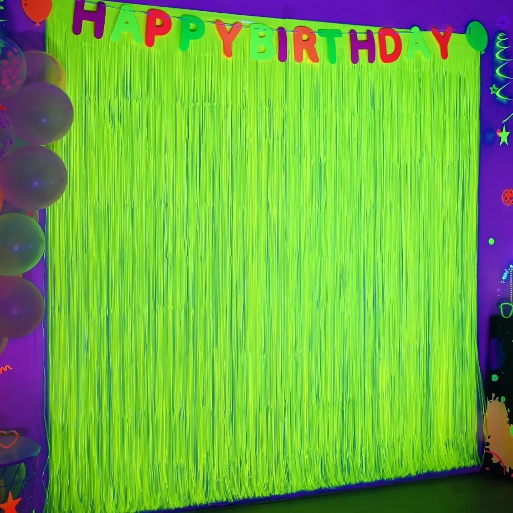 1 x 2M Fluoreszierende Makronen-Regenfalle-Folienvorhänge mit Quasten für Karneval, Party, Bar, Geburtstag, Hochzeit, Dekoration, Hintergrund-Requisiten – Detail 5