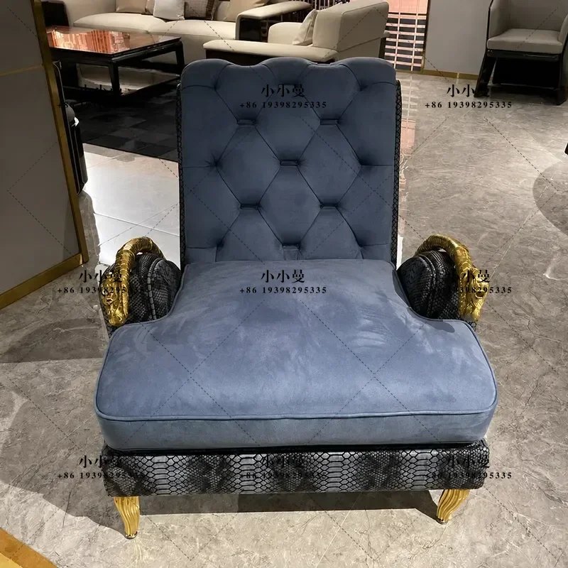 Italian Light Luxury Leopard Print Single Dog Head Leisure Chair High End Villa Fashion Snake Head Pull Up Sofa Whole House