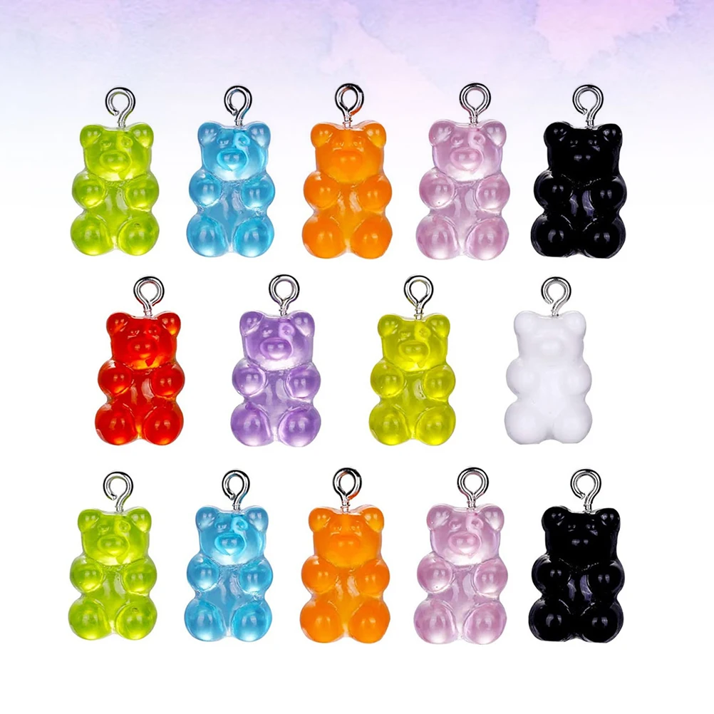 

70pcs Colorful Bear Pendant DIY Jewelry Accessories Resin Charms Cute Necklace Keychains Transparent Durability Gifts