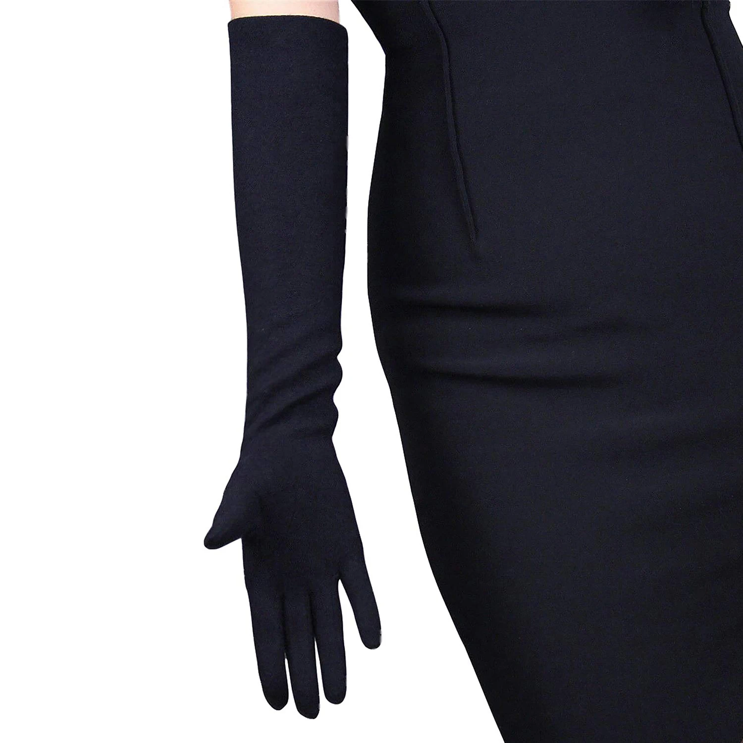 DooWay Women Cashmere Wool Gloves Long Arm Winter Warm Sleeves Merino Hepburn Black TECH Warm Evening Opera Long Finger Gloves