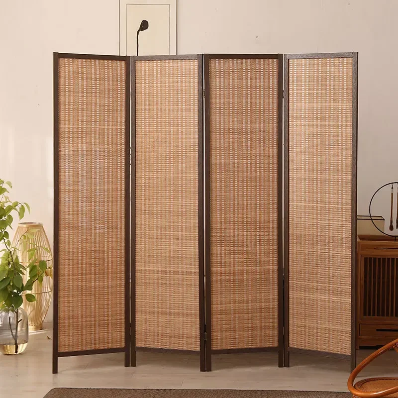 3/4/5/6 Panel Room Divider And Folding Screen Room Divider,natural Bamboo Material And Pinewood Frame For Room Separation