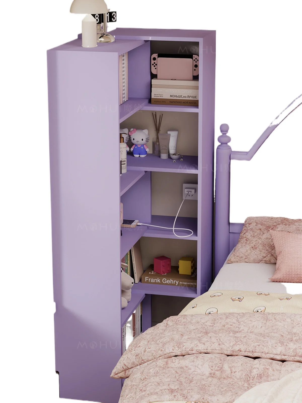 

Dopamine corner integrated bookshelf, rotating bookcase against the wall, locker, cream wind floor bookshelf, shelf