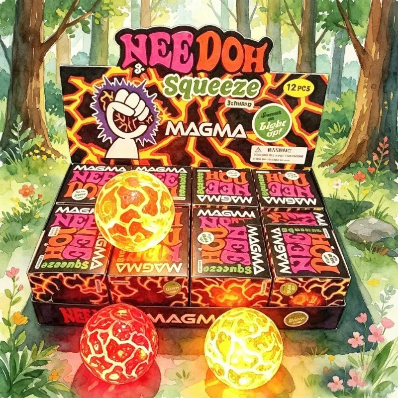 New Needoh Squeeze Flash Meteorite Ball Luminous Elastic Stress Relief Toy Glow In The Dark Squishy Fidget Ball - view 4