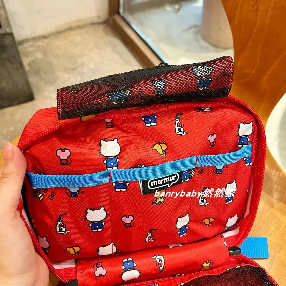 Bolsa de maquillaje portátil plegable de Anime Kawaii Sanrios Hellokittys Bear, bolsa colgante de almacenamiento multifuncional a prueba de polvo para baño de viaje