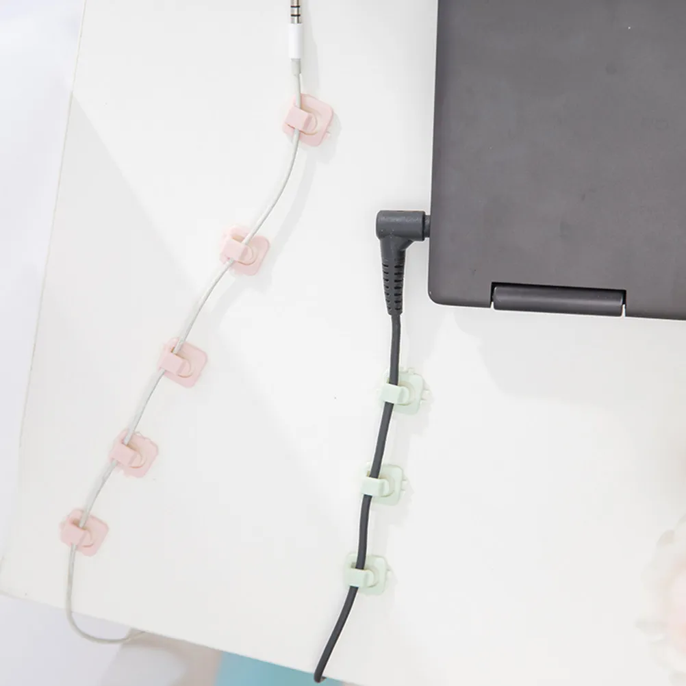 18Pcs Cable Organizer Clips Easy Install Desktop Cord Management for Cell Phone Chargers Laptop Wires Home Office Tidy White