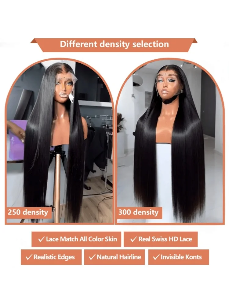 Perruque brésilienne droite de cheveux humains 13x4 13x6 HD perruques frontales en dentelle pour les femmes perruque frontale en dentelle droite d'aspect naturel pré plumée